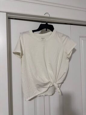 MADEWELL Everyday Knot Front Tee - Cream/White | L